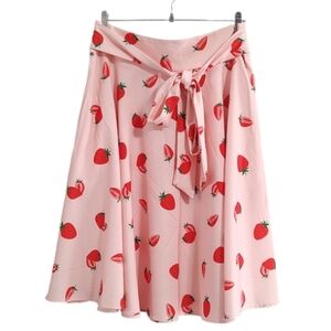 Chic Pink Strawberry Theme A-Line Skirt Size L